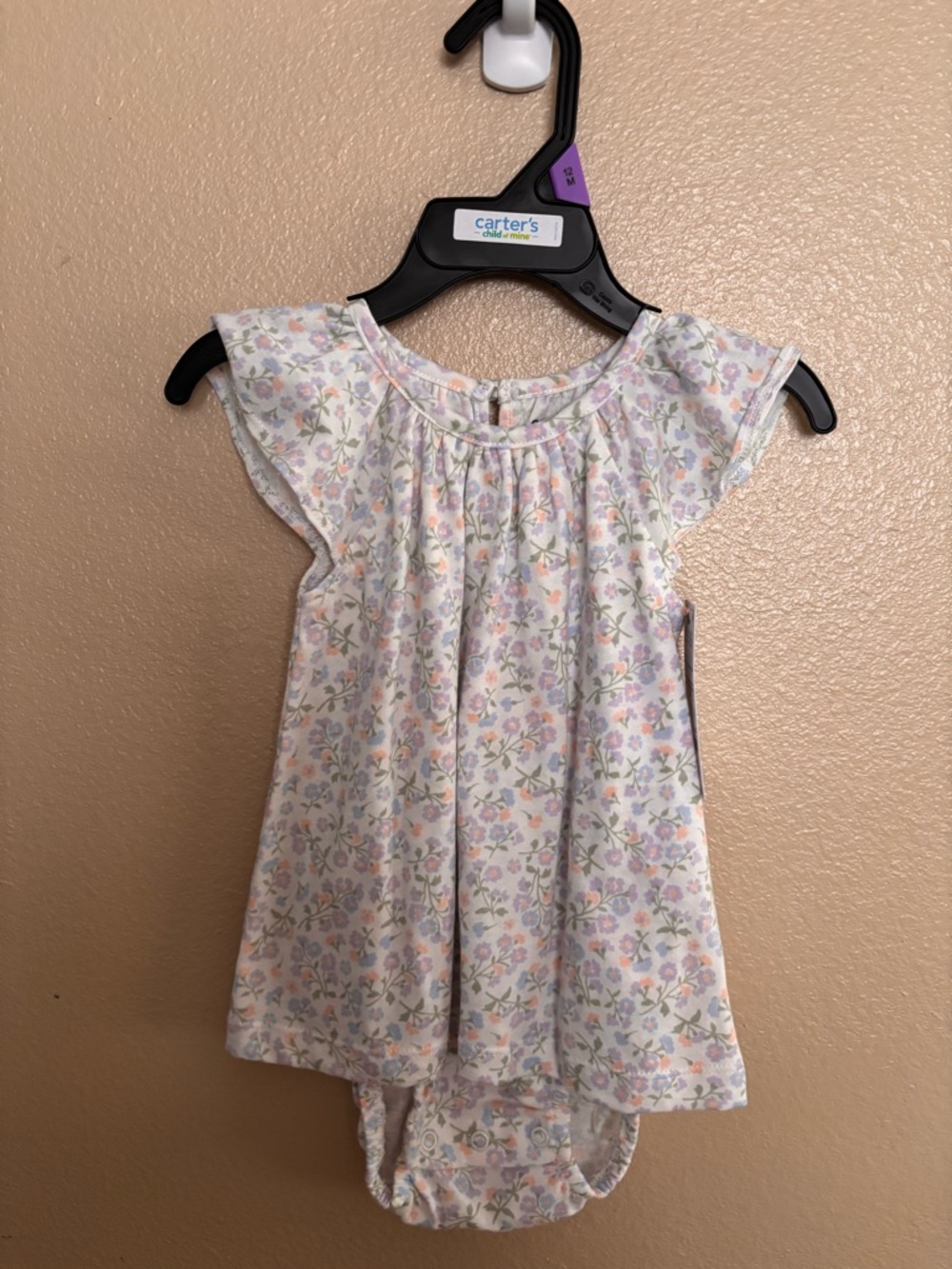 Carter's White Floral Flutter-Sleeve Top with Matching Bloomer